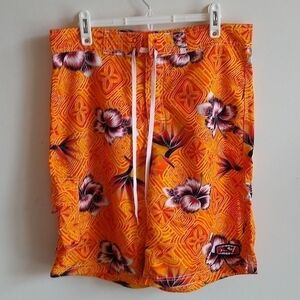 O'Neill Board Shorts Hawaiian Orange Voodoo Child Size 34